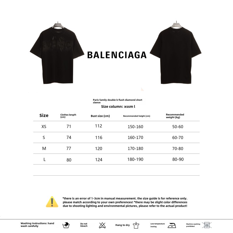  Balenciage Double B Diamond T-Shirts Black