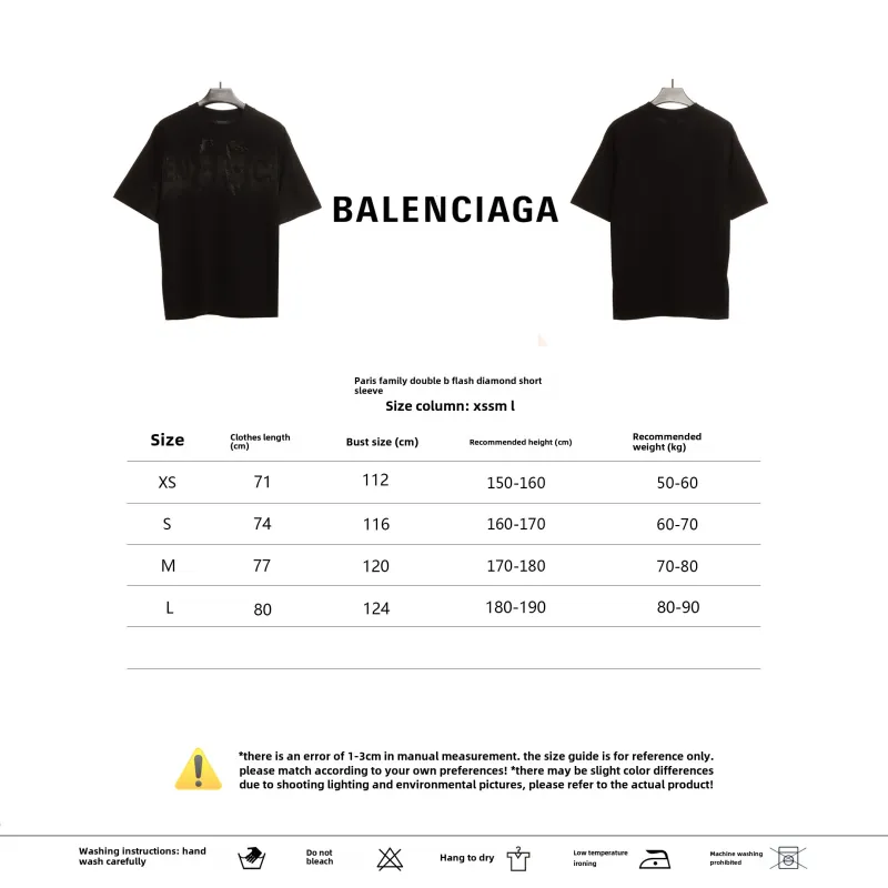  Balenciage Double B Diamond T-Shirts Black