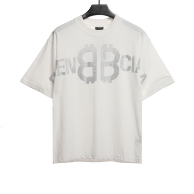  Balenciage Double B Diamond T-Shirts White 01