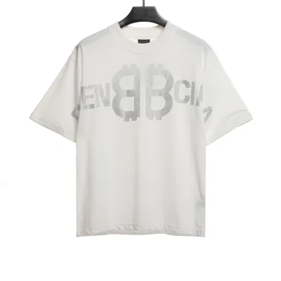  Balenciage Double B Diamond T-Shirts White 01
