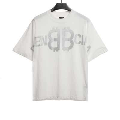 Balenciaga Double B Diamond T-Shirts White 01