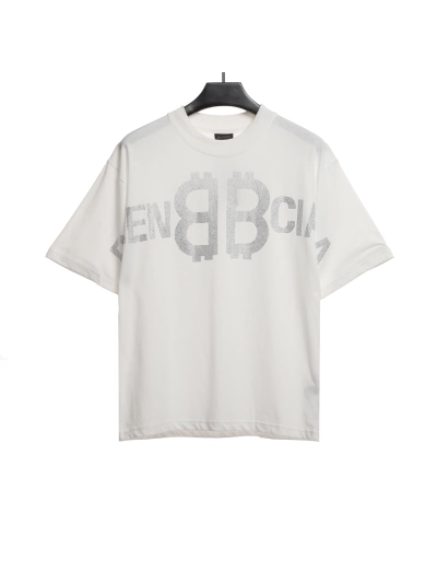 Balenciaga Double B Diamond T-Shirts White 01