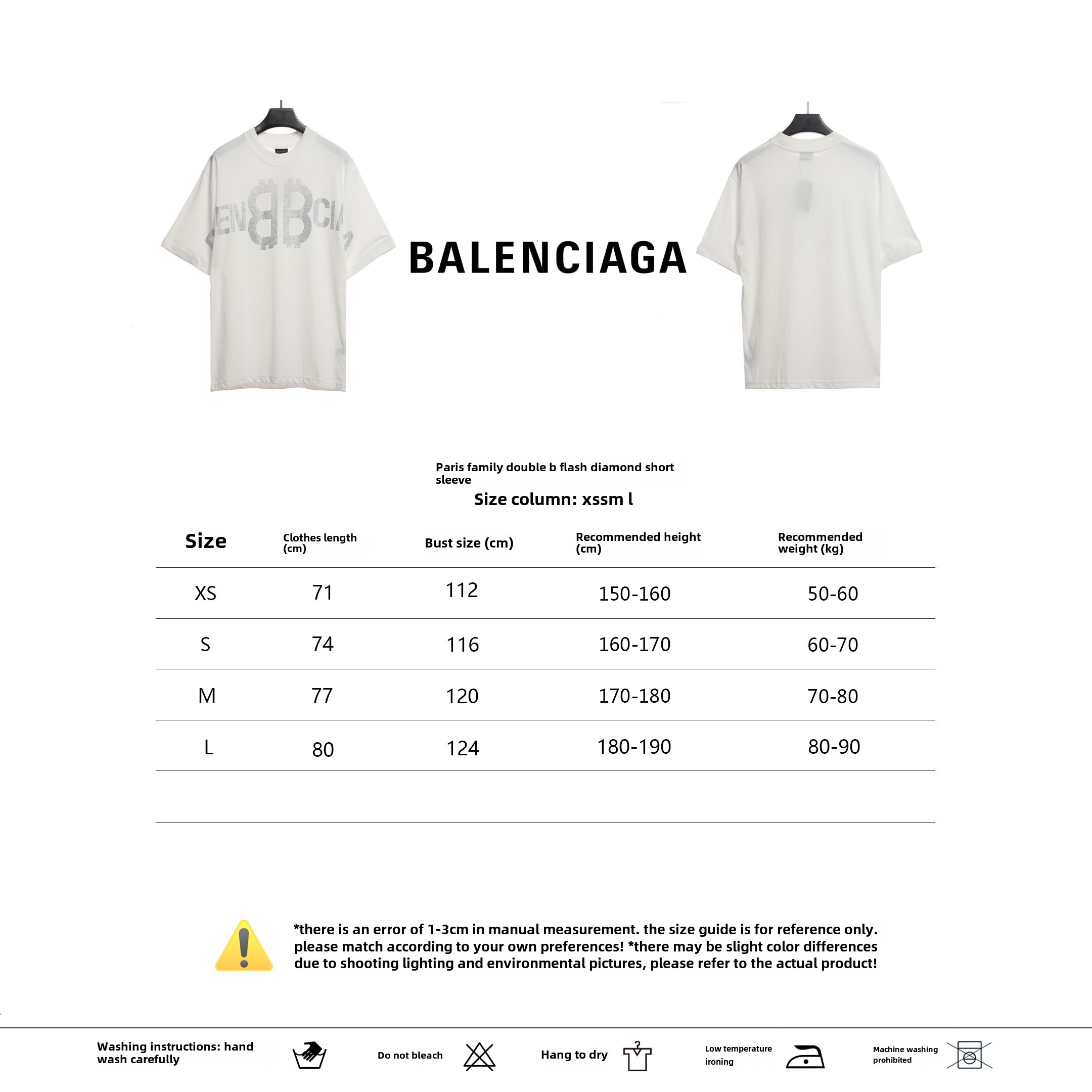 Balenciaga Double B Diamond T-Shirts White