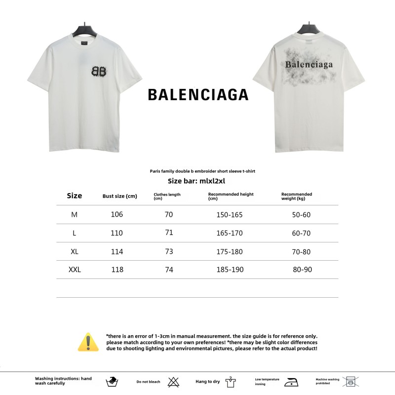  Balenciage Double B embroidered T-Shirts T-shirt 2