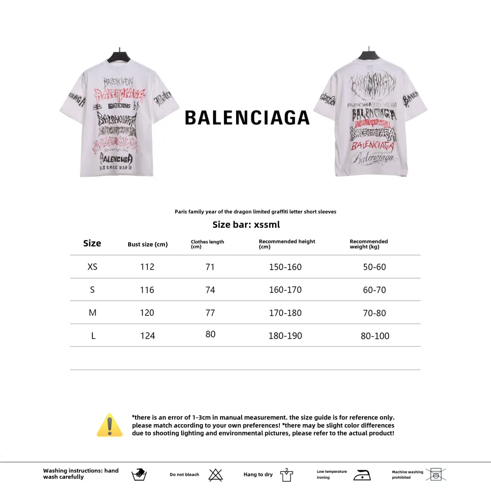  Balenciage Dragon Year Limited Edition Graffiti Letter T-Shirts 2
