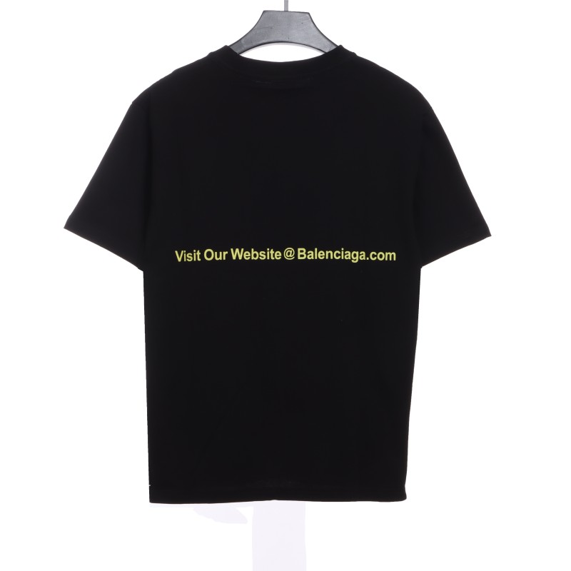  Balenciage front and back cola blue and purple graffiti print T-Shirts