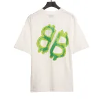 Balenciage Green Painted Double B T-Shirts White