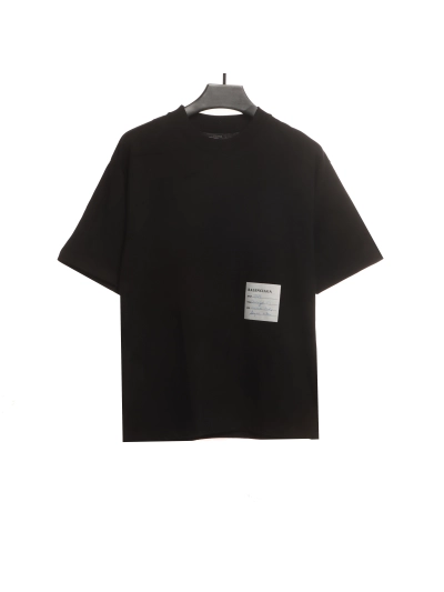 Balenciaga Hem Signature Sticker T-Shirts Black 01
