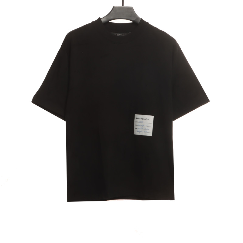  Balenciage Hem Signature Sticker T-Shirts Black