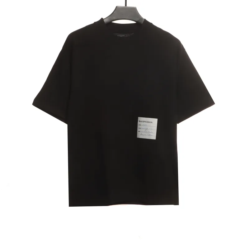  Balenciage Hem Signature Sticker T-Shirts Black