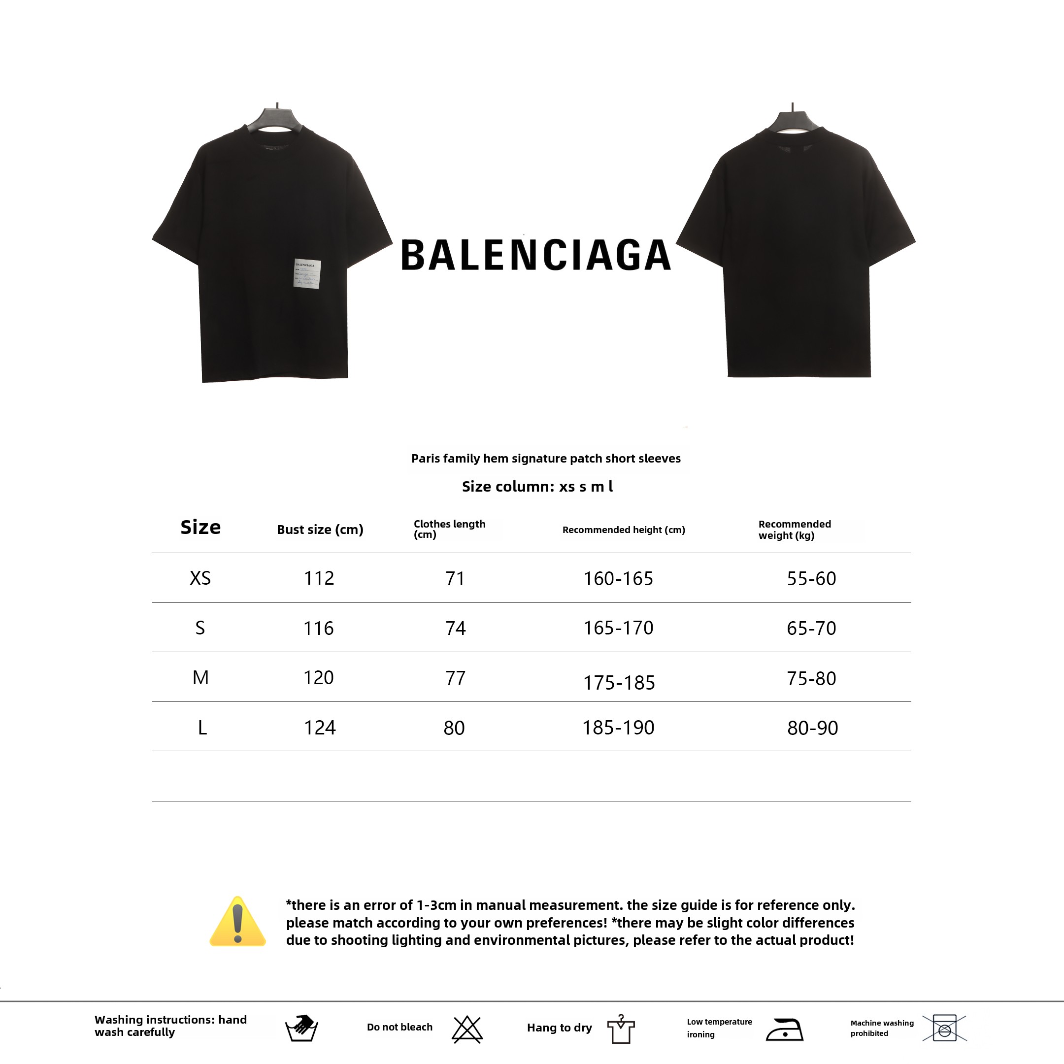 Balenciaga Hem Signature Sticker T-Shirts Black
