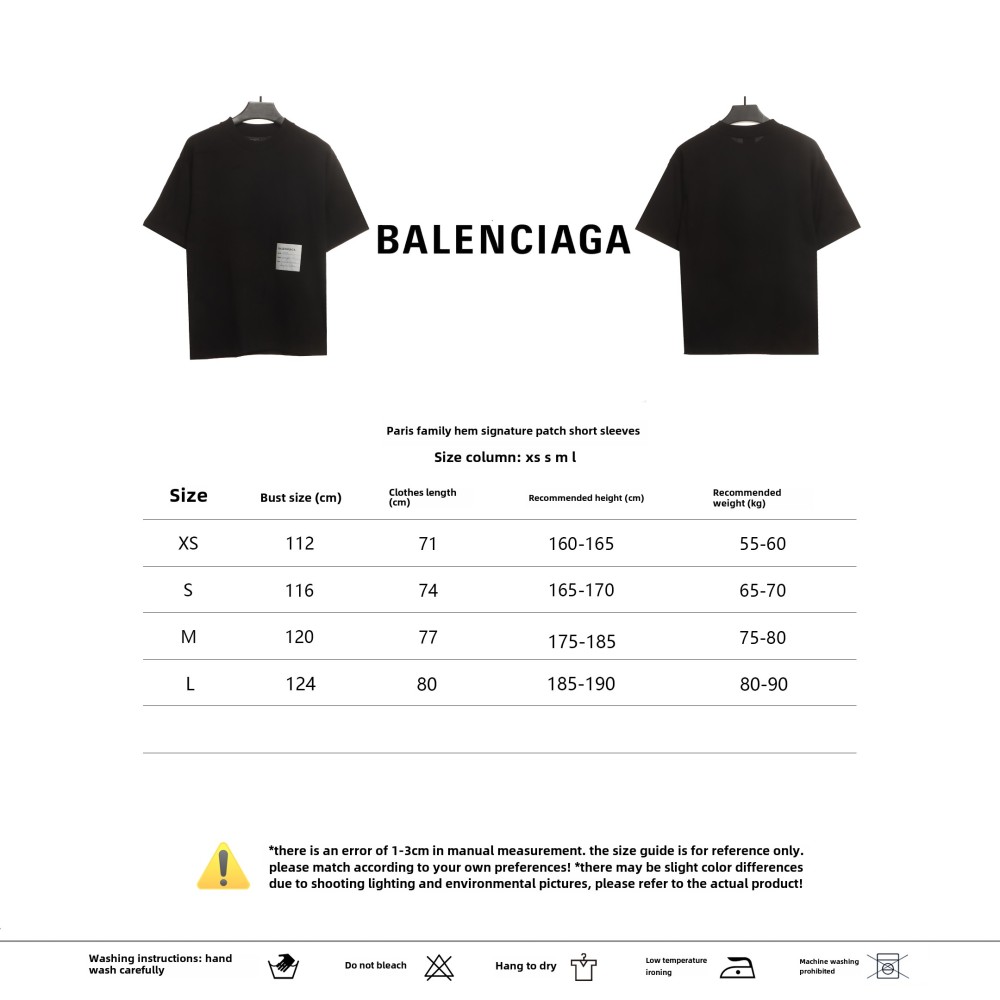  Balenciage Hem Signature Sticker T-Shirts Black