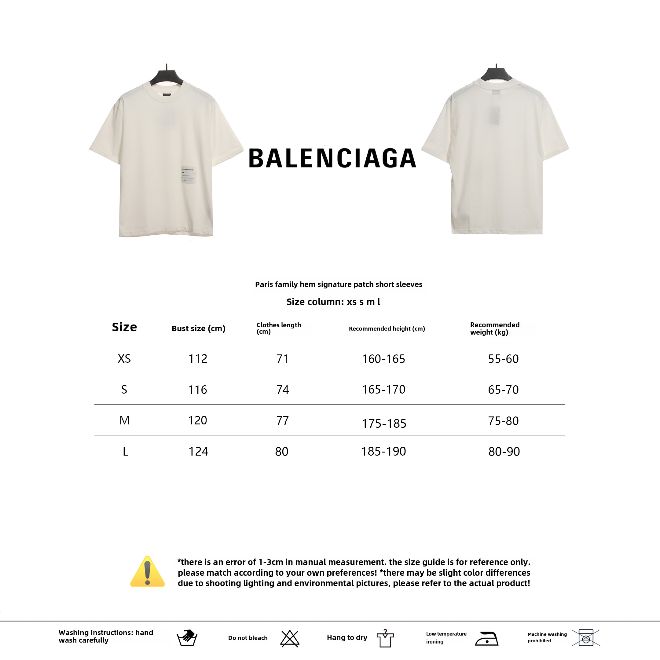 Balenciaga Hem Signature Sticker T-Shirts White