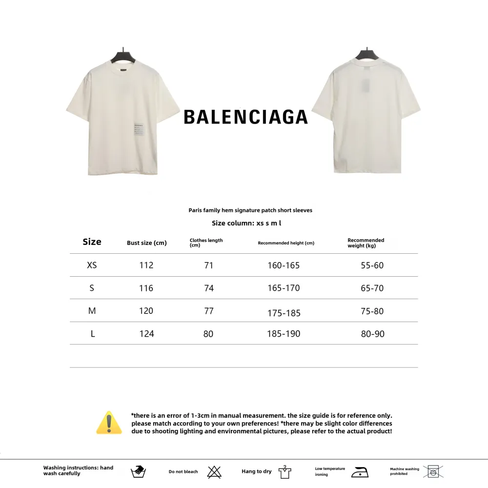 Balenciage Hem Signature Sticker T-Shirts White