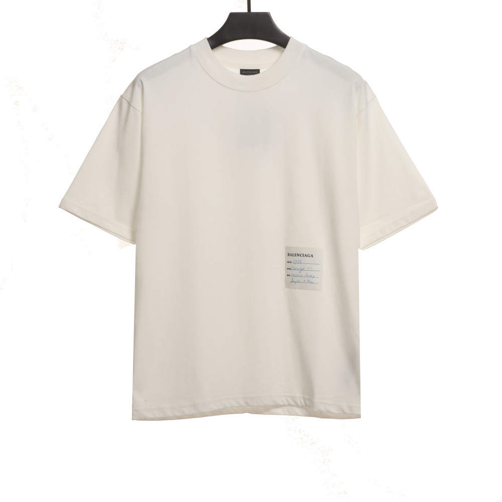 Balenciaga Hem Signature Sticker T-Shirts White