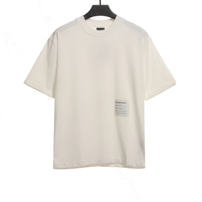Balenciaga Hem Signature Sticker T-Shirts White 01