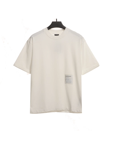 Balenciaga Hem Signature Sticker T-Shirts White 01