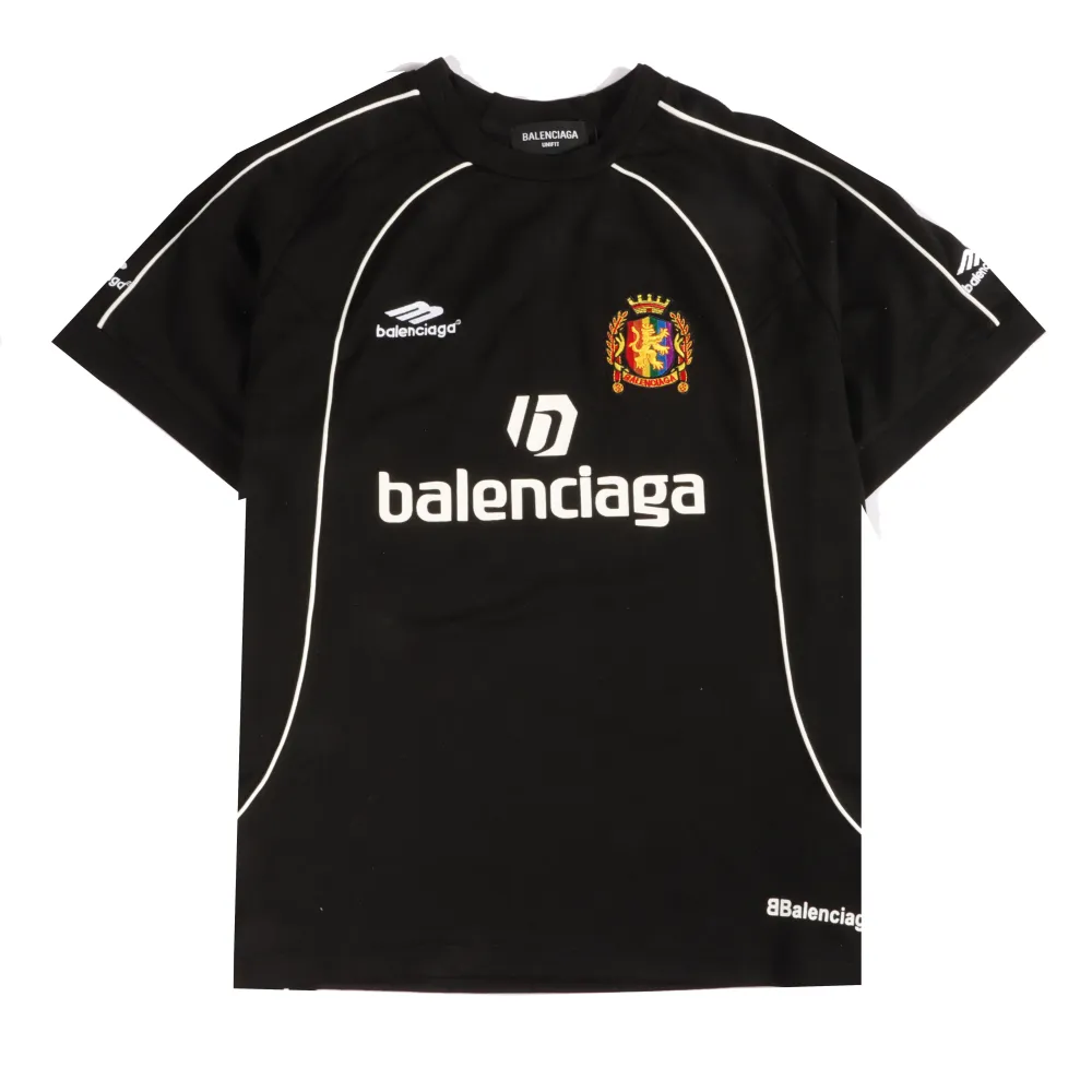  Balenciage joint Manchester United football embroidered T-Shirts Black