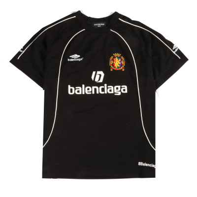  Balenciage joint Manchester United football embroidered T-Shirts Black 01