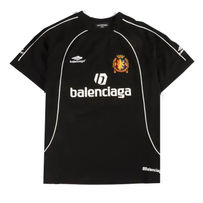  Balenciage joint Manchester United football embroidered T-Shirts Black 01