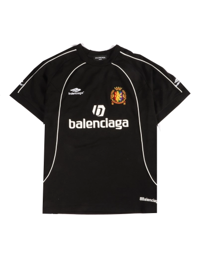 Balenciaga joint Manchester United football embroidered T-Shirts Black 01