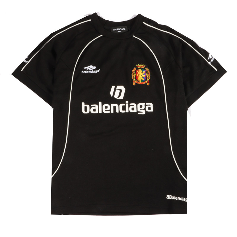  Balenciage joint Manchester United football embroidered T-Shirts Black
