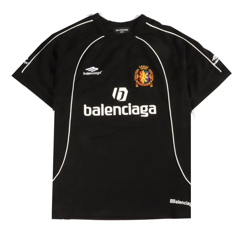  Balenciage joint Manchester United football embroidered T-Shirts Black