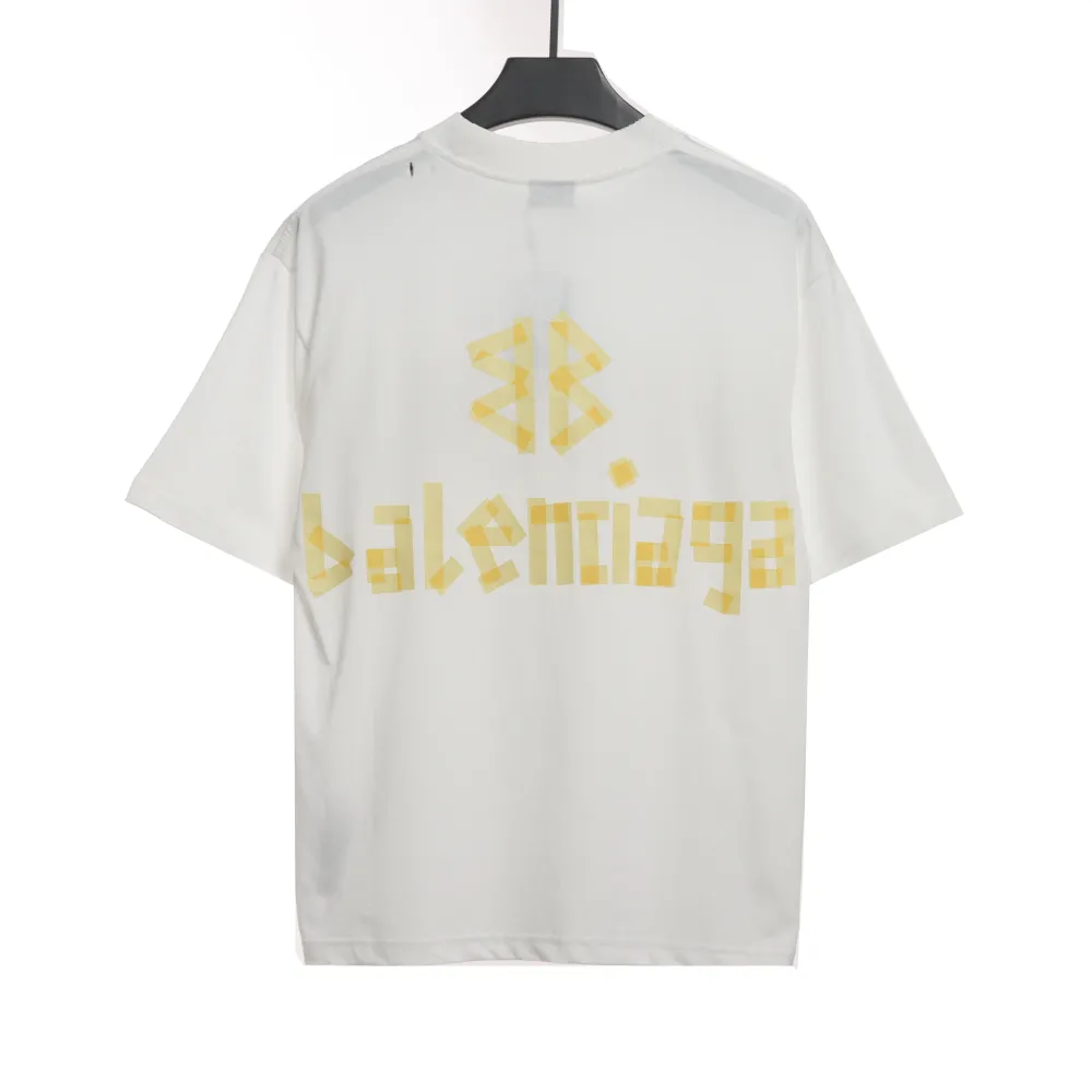  Balenciage masking tape T-Shirts white yellow tape