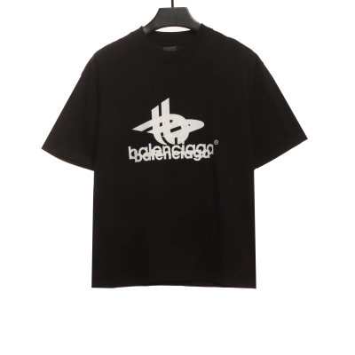 balenciaga Overlap LOGO T-Shirts Black 01