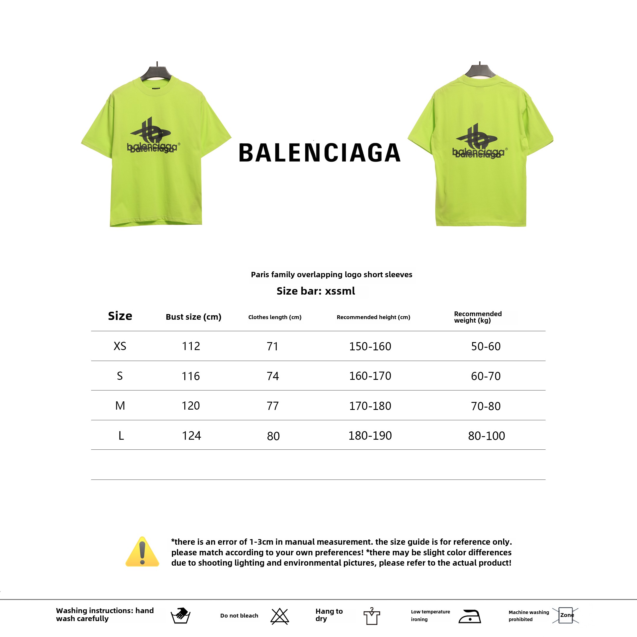 Balenciaga Overlap LOGO T-Shirts Green