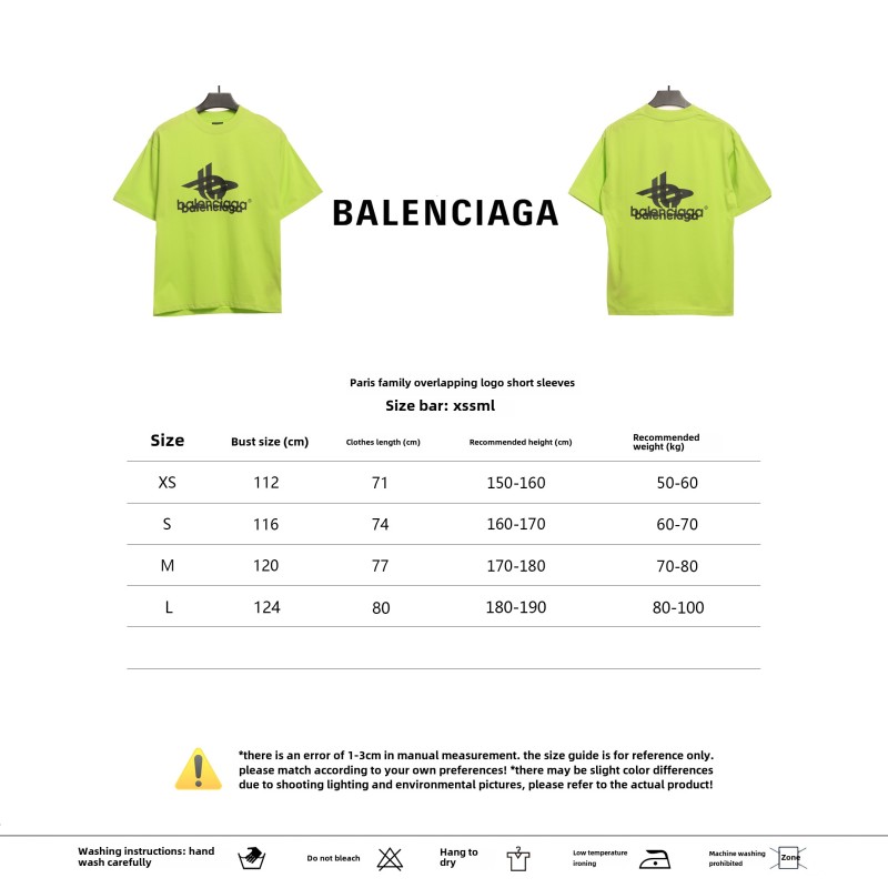  Balenciage Overlap LOGO T-Shirts Green