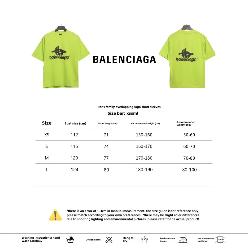  Balenciage Overlap LOGO T-Shirts Green