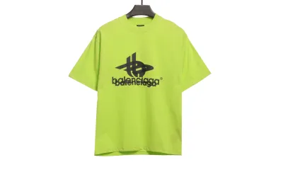 Balenciaga Overlap LOGO T-Shirts Green 01