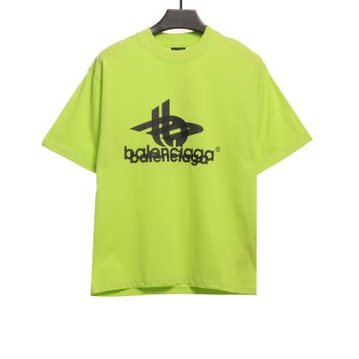  Balenciage Overlap LOGO T-Shirts Green 01