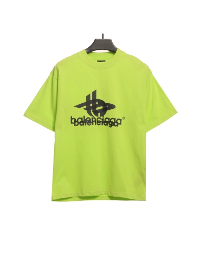 Balenciaga Overlap LOGO T-Shirts Green 01