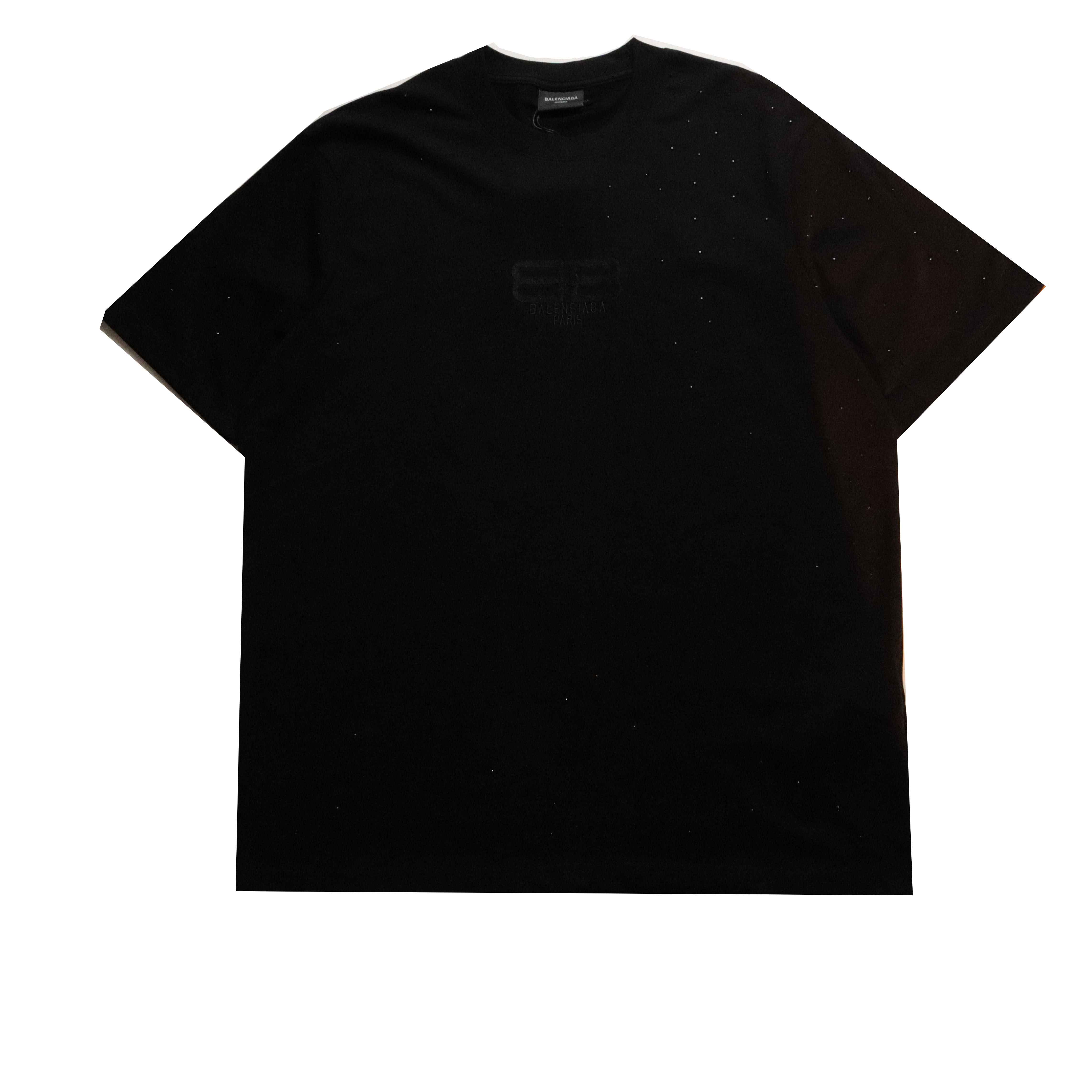 Balenciage starry rhinestone T-Shirts black