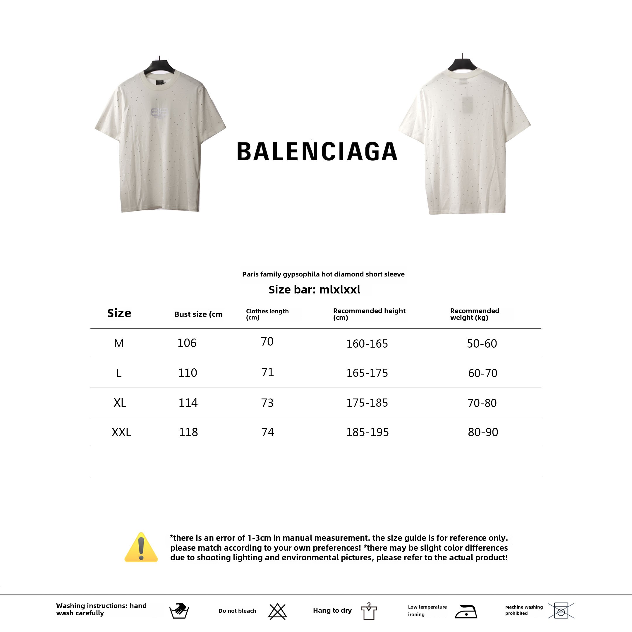 Balenciaga starry rhinestone T-Shirts white