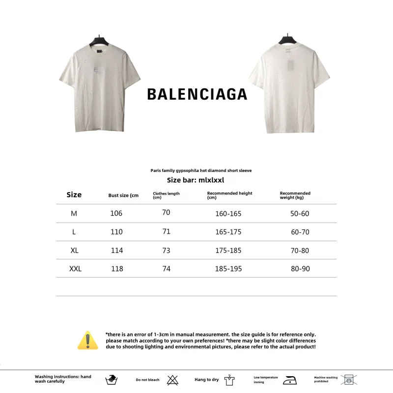  Balenciage starry rhinestone T-Shirts white