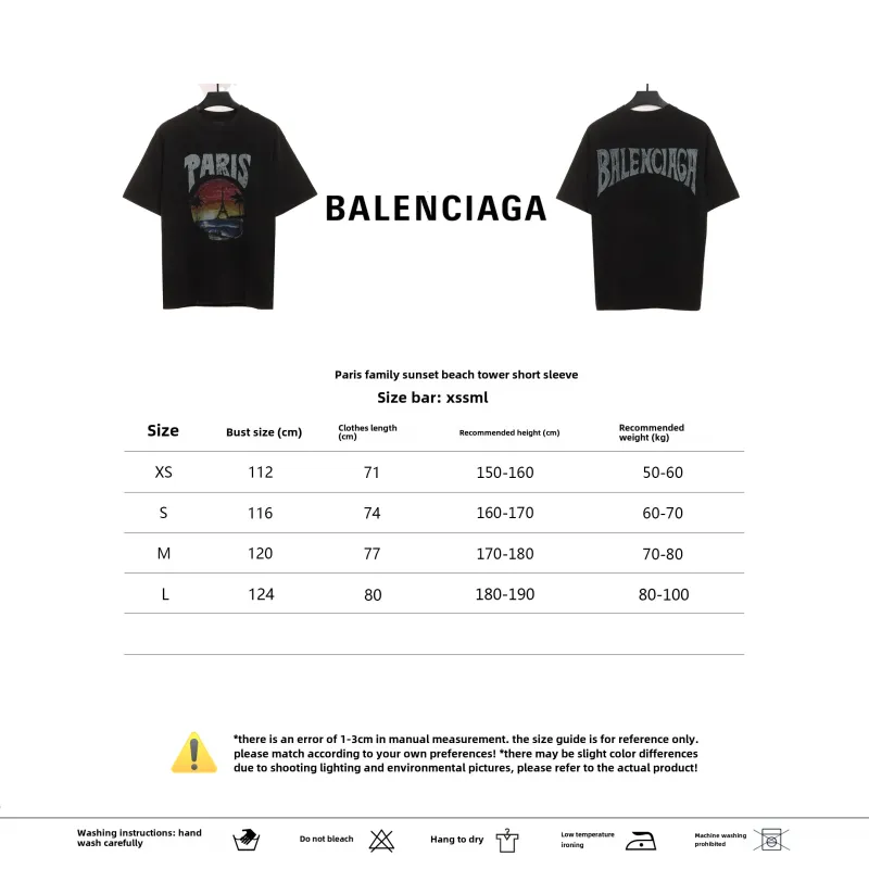  Balenciage Sunset Beach Tower T-Shirts Black