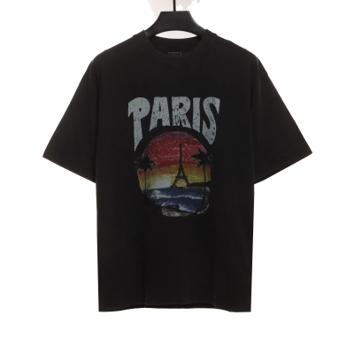 balenciaga Sunset Beach Tower T-Shirts Black 01