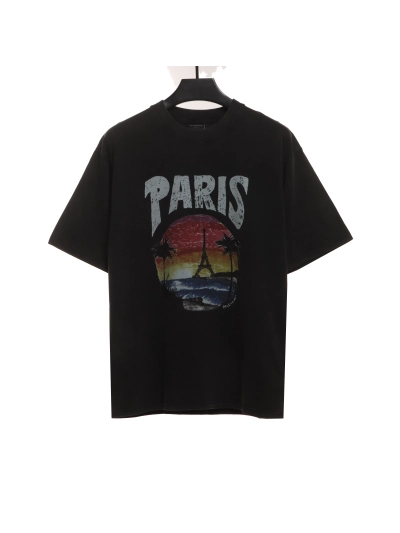 Balenciaga Sunset Beach Tower T-Shirts Black 01