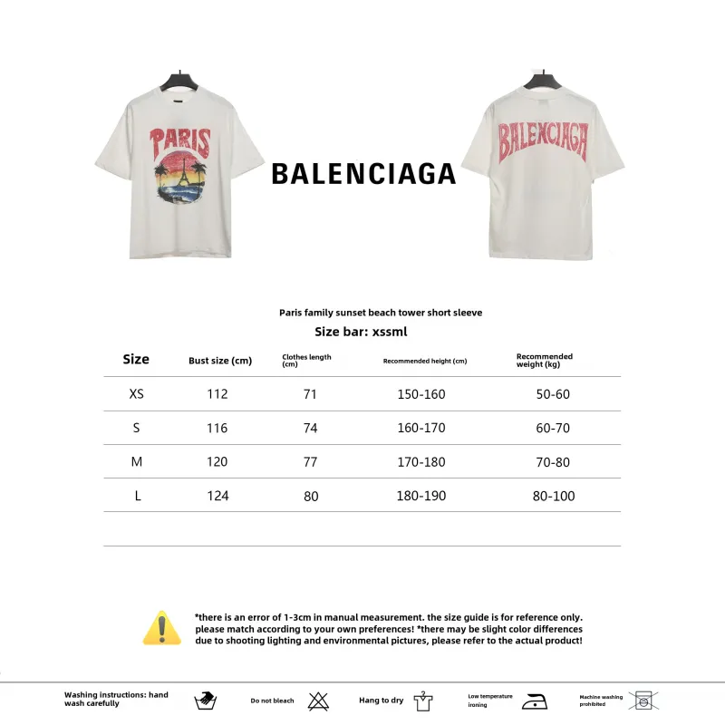  Balenciage Sunset Beach Tower T-Shirts White