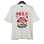  Balenciage Sunset Beach Tower T-Shirts White