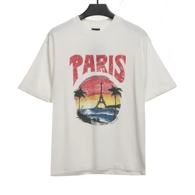  Balenciage Sunset Beach Tower T-Shirts White 01