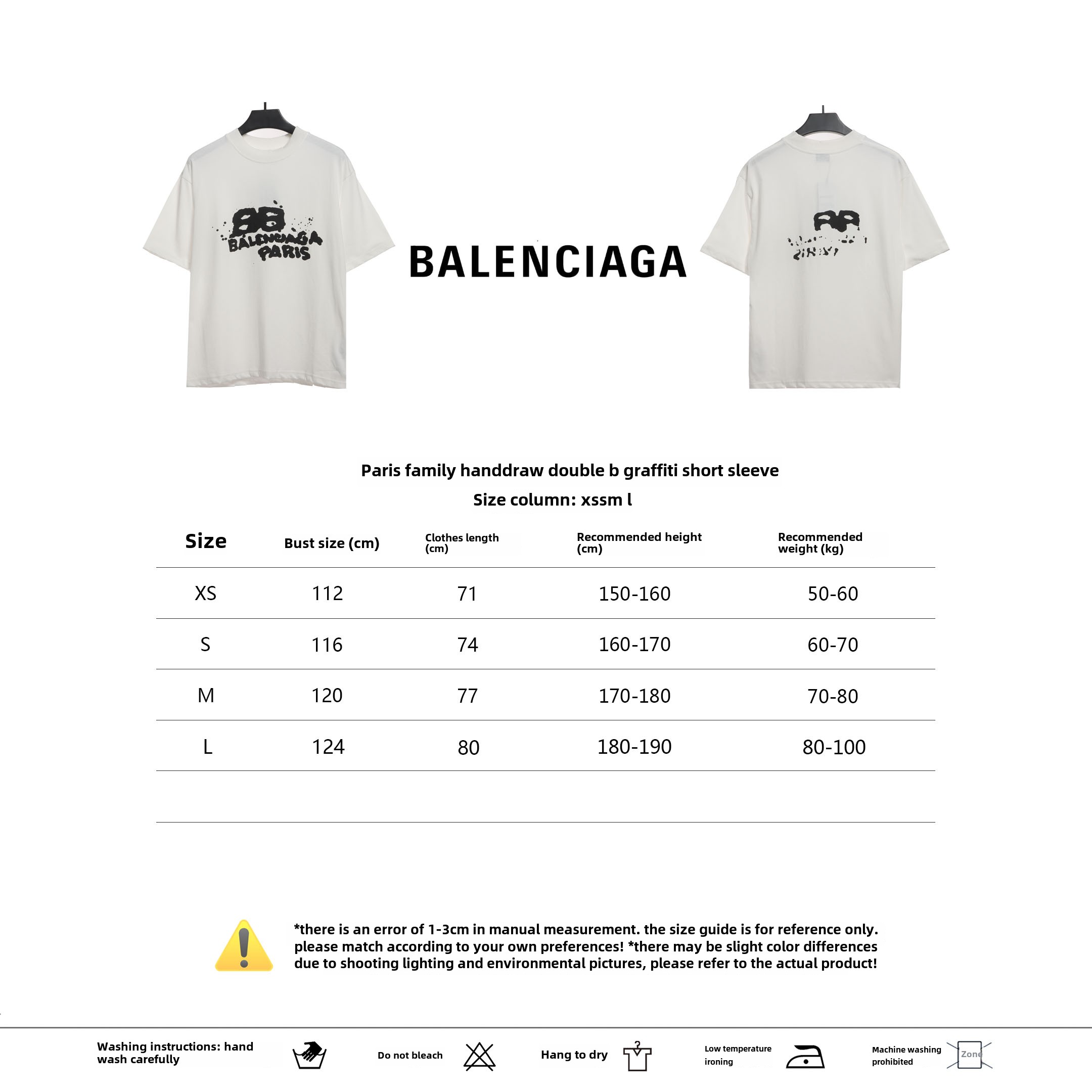 BalenciagaHAND DRAW Double B Graffiti T-Shirts 4