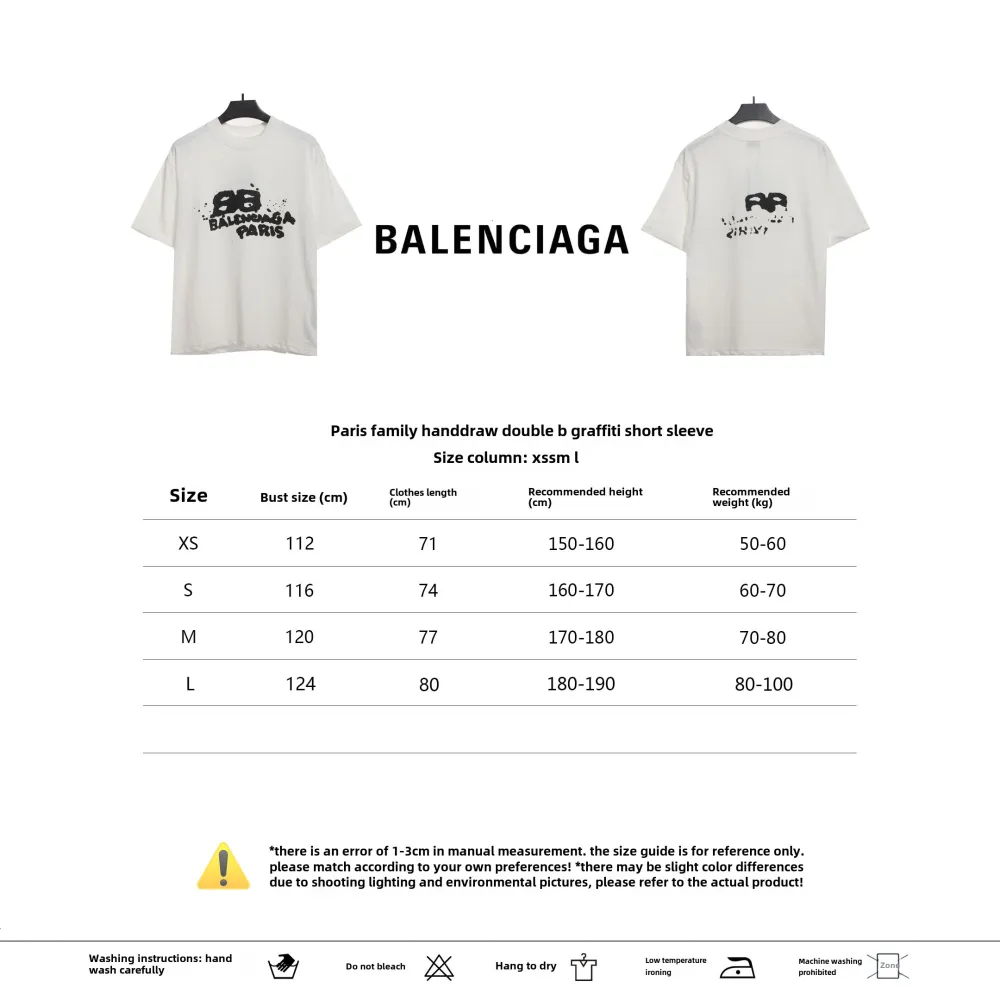  BalenciageHAND DRAW Double B Graffiti T-Shirts 4