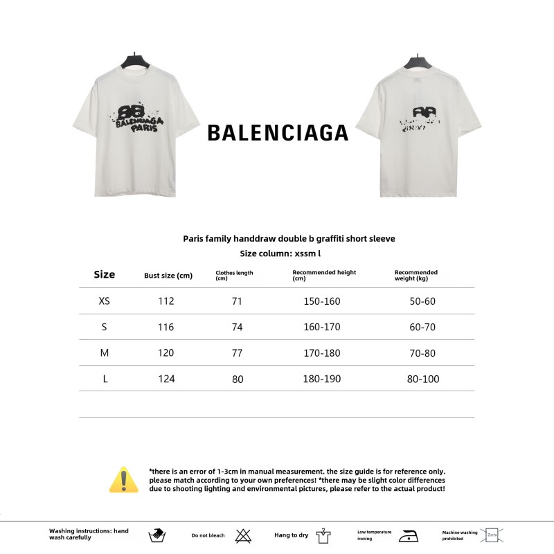  BalenciageHAND DRAW Double B Graffiti T-Shirts 4