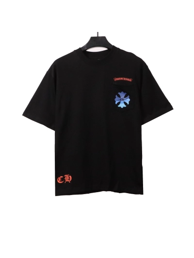 Chrome Hearts blue pocket Sanskrit print T-Shirts black 01