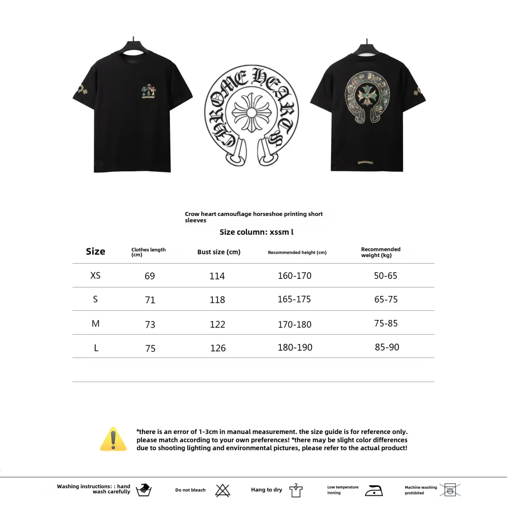  Chrome Hearts camouflage horseshoe print T-Shirts black