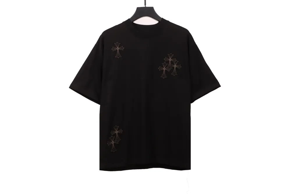 Chrome Hearts cross embroidery horseshoe patch T-Shirts black